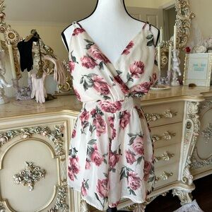Audrey Pink Floral Mini Romper